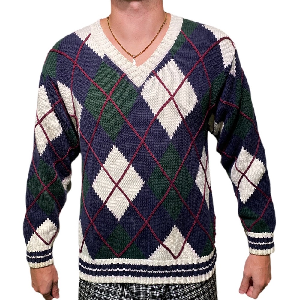 Vintage Tommy Hilfiger Argyle Patterned Sweater